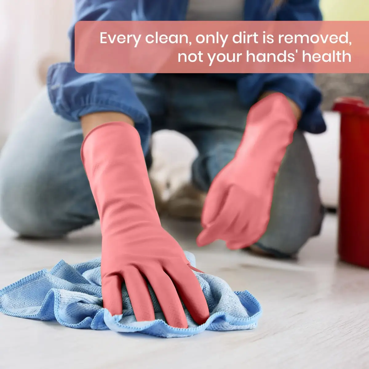 SIFANGKE Pink Rubber Cleaning Gloves for Dishwashing, 4 Pairs, Large | Waterproof & Non-Slip Grip - view 5