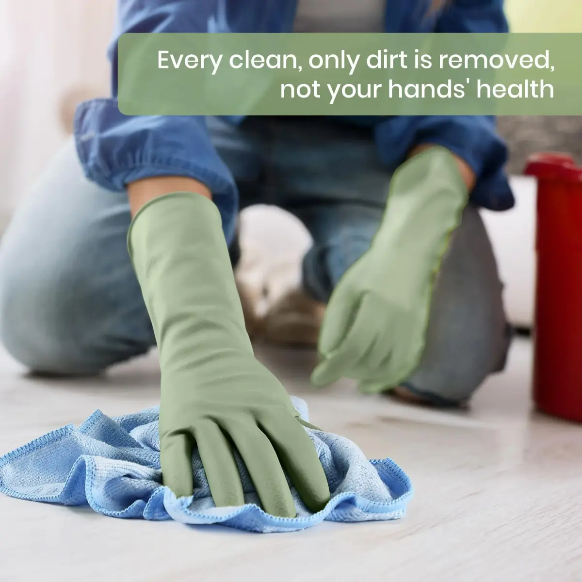 SIFANGKE Green Rubber Cleaning Gloves - 4 Pairs, Medium | Waterproof & Non-Slip Grip for Dishwashing & Household Cleaning - view 5