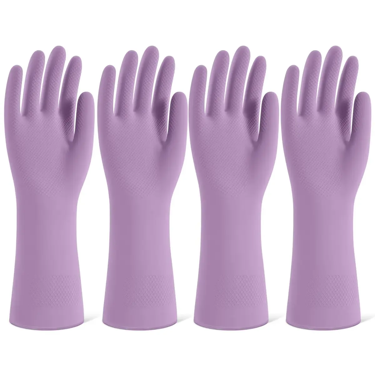 SIFANGKE Purple Rubber Cleaning Gloves with Flocked Lining - Medium (4 Pairs) | Protects Hands from Chemicals & Hot Water - main product image