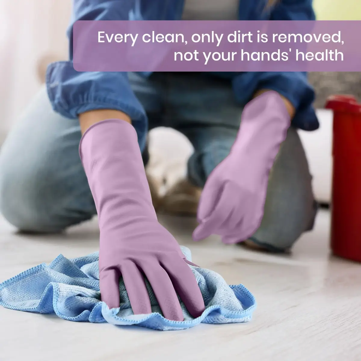 SIFANGKE Purple Rubber Cleaning Gloves with Flocked Lining - Medium (4 Pairs) | Protects Hands from Chemicals & Hot Water - view 5