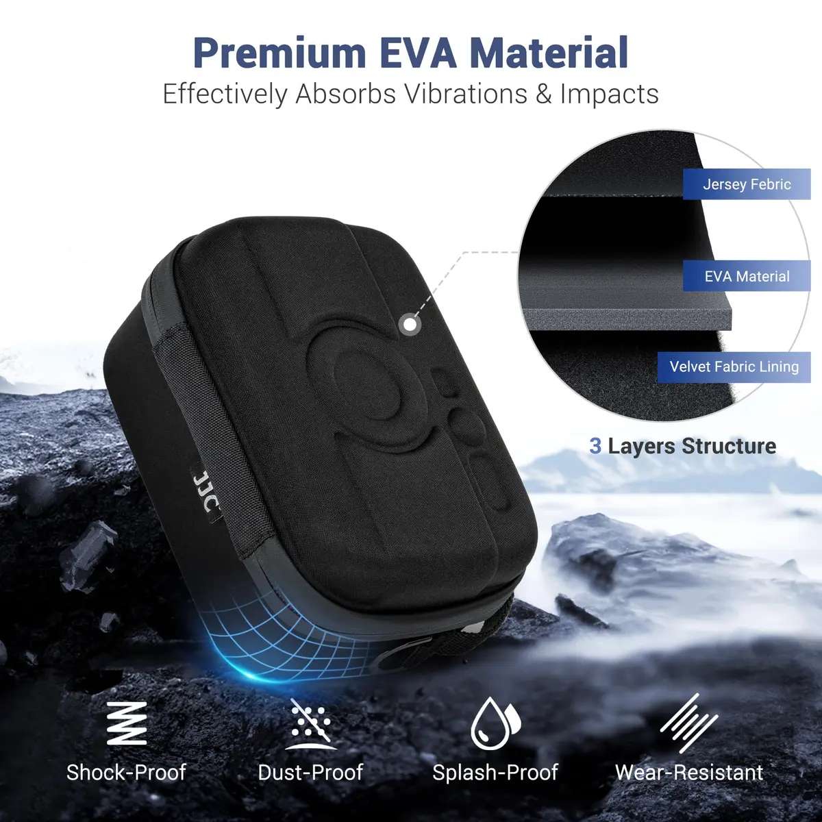 JJC Hard Shell Camera Case for DJI Action 6, GoPro Hero 13/12, Insta360 Cameras — Black, 17.7cm (7in) - view 5