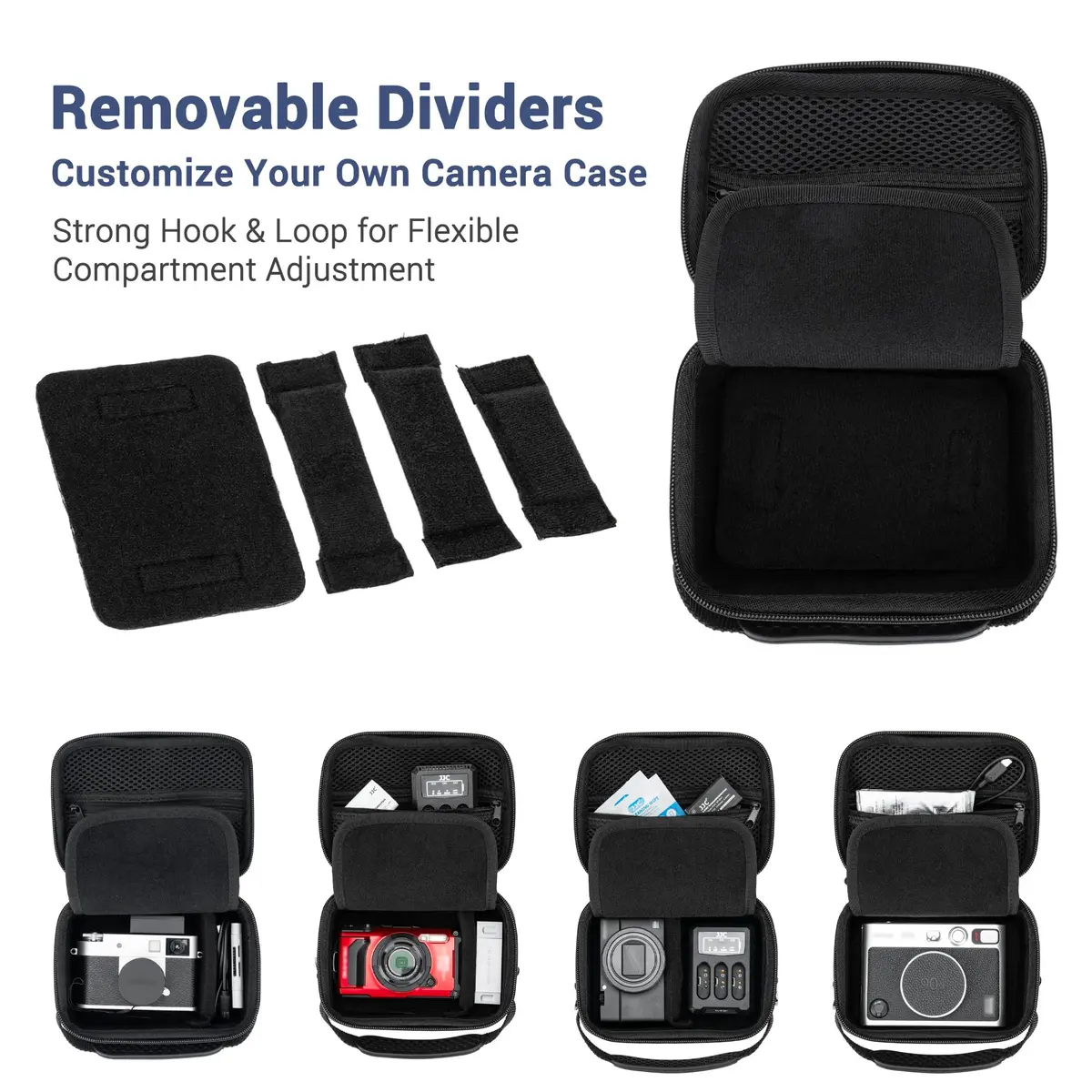 JJC Hard Shell Camera Case for DJI Action 6, GoPro Hero 13/12, Insta360 Cameras — Black, 17.7cm (7in) - view 4