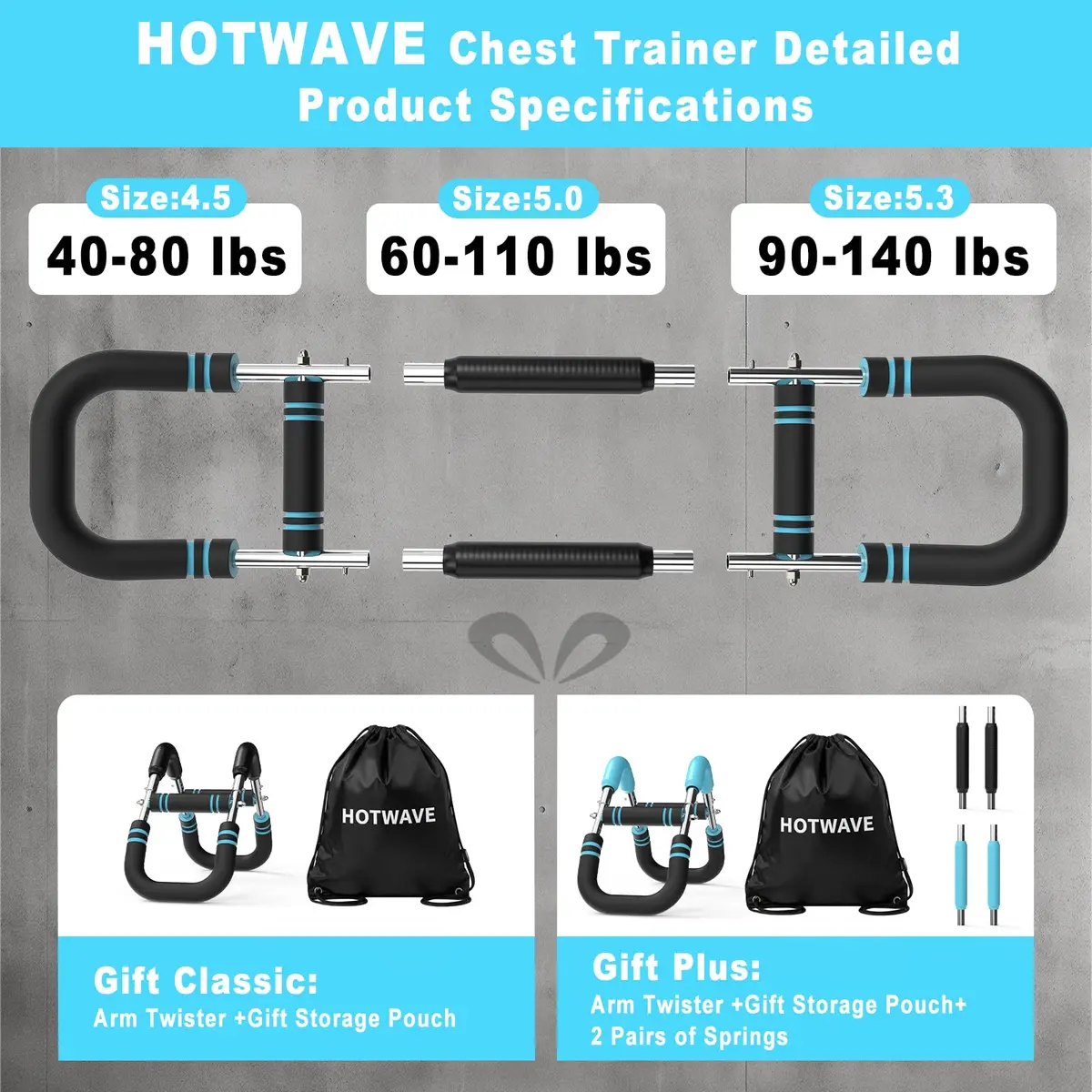 HOTWAVE Twister Arm Trainer 40-110 lbs | Portable Chest & Arm Workout Equipment for Men & Women - view 4