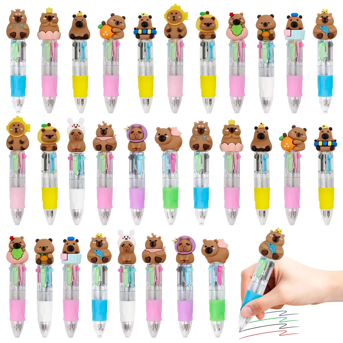 CZWZ 30Pcs Mini Multicolor Pens in One 4-in-1 Cute Pens Bulk | Fun Gift for Kids & Students - main product image