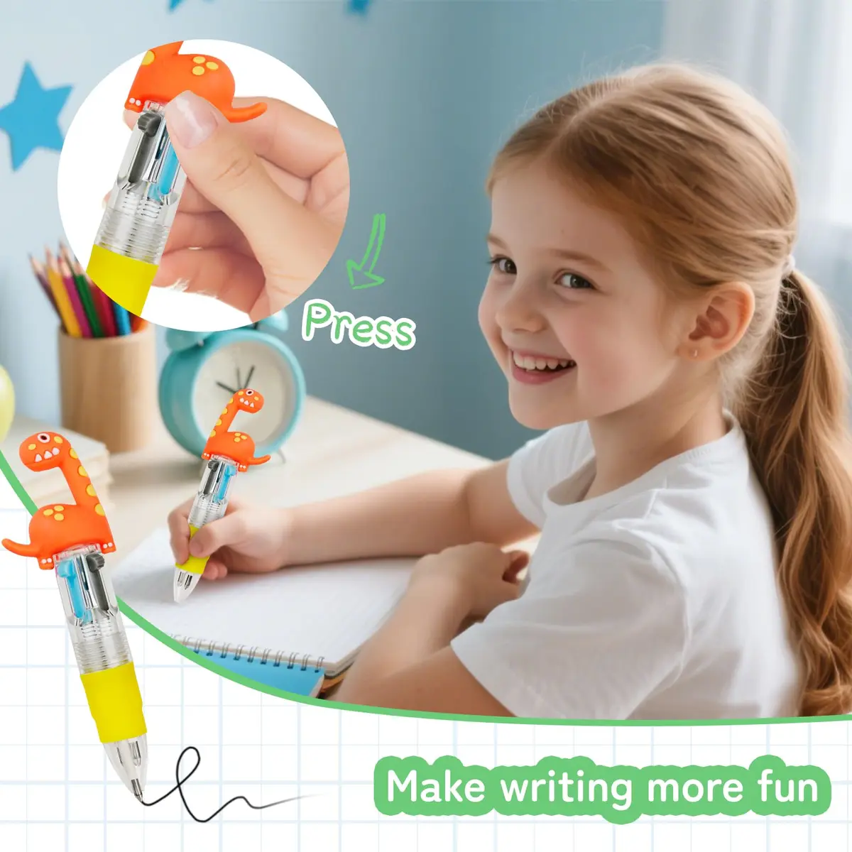 CZWZ 30Pcs Mini Multicolor Pens in One 4-in-1 for Kids | Dinosaur Design, Assorted Ink, Compact & Fun (70-120 chars) - view 5