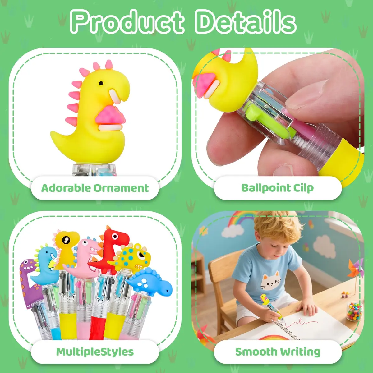 CZWZ 30Pcs Mini Multicolor Pens in One 4-in-1 for Kids | Dinosaur Design, Assorted Ink, Compact & Fun (70-120 chars) - view 6