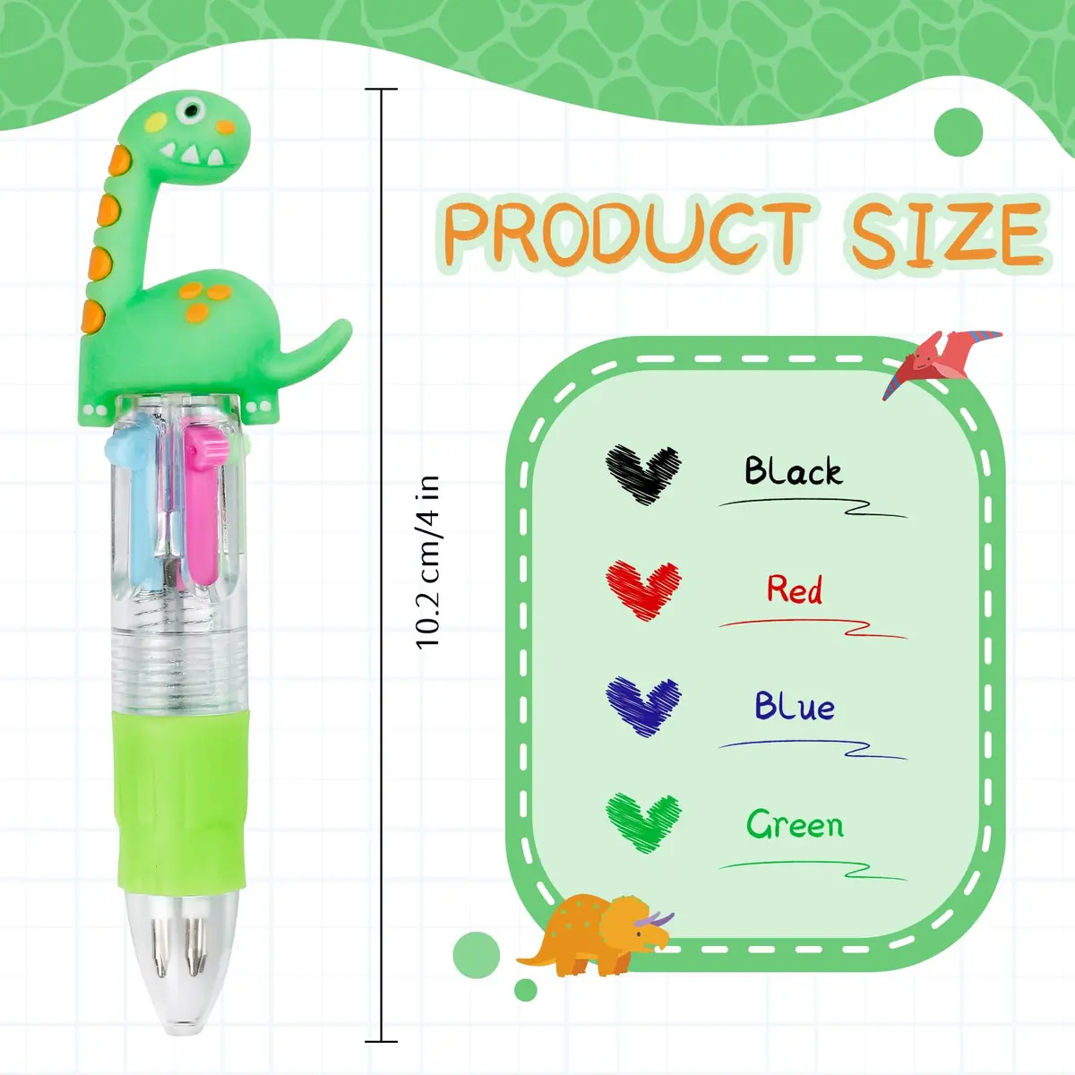 CZWZ 30Pcs Mini Multicolor Pens in One 4-in-1 for Kids | Dinosaur Design, Assorted Ink, Compact & Fun (70-120 chars) - view 2