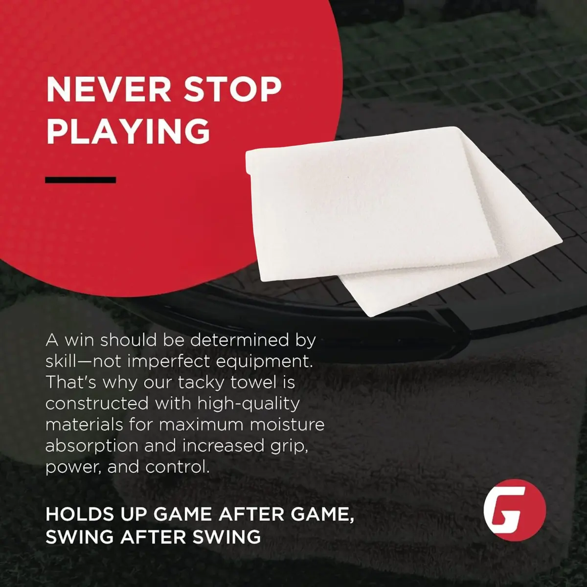 Gamma Tacky Towel for Tennis & Pickleball | Grip Enhancer for Sweaty Hands | Pocket-Sized Control Aid - view 5