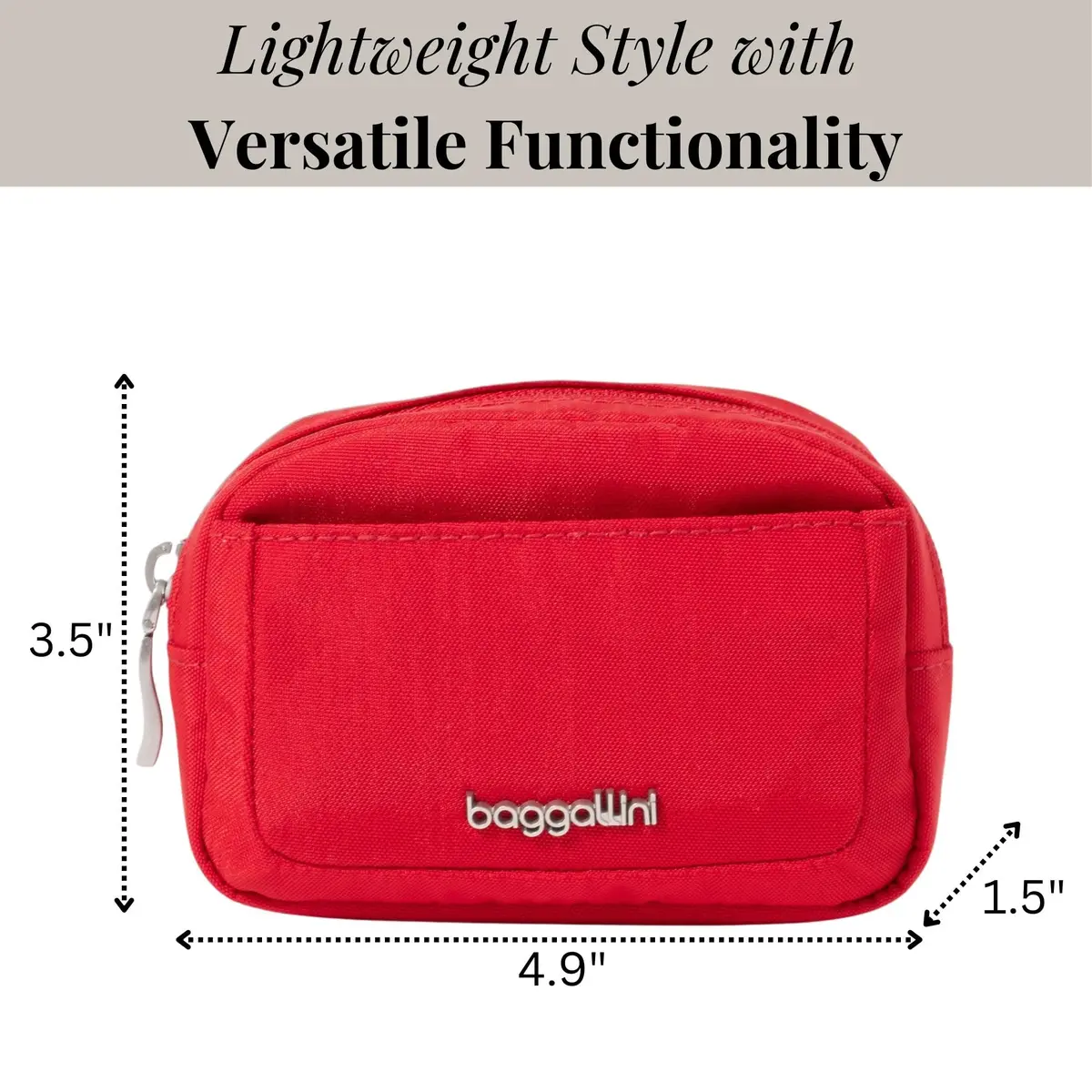Baggallini Mini Cosmetic Pocket Scarlet 12 cm (4.9 in) x 8 cm (3.5 in) x 3 cm (1.5 in) | Lightweight Travel Makeup Organizer - view 2