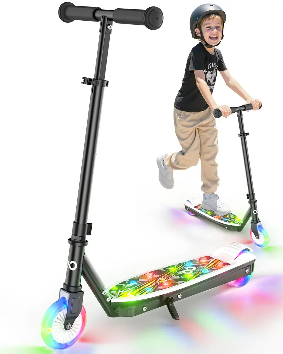 Gyroor KS2 Kids Electric Scooter, 5 MPH, LED Light-Up Wheels, Black | Safe, Adjustable & Light for Kids 6-12 - main product image
