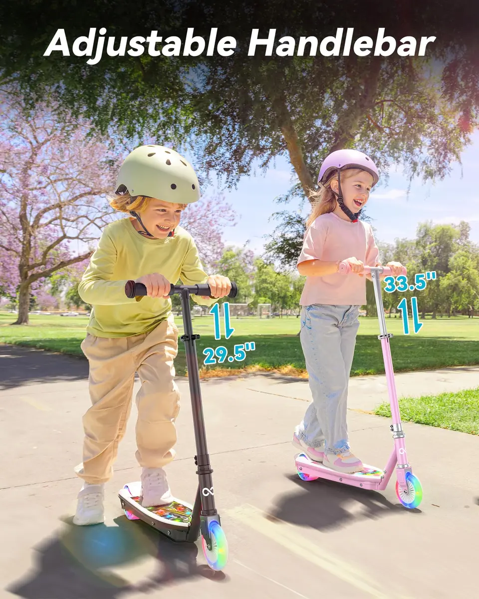 Gyroor KS2 Kids Electric Scooter, 5 MPH, LED Light-Up Wheels, Black | Safe, Adjustable & Light for Kids 6-12 - view 6