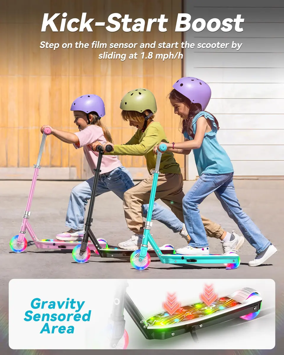 Gyroor KS2 Kids Electric Scooter, 5 MPH, LED Light-Up Wheels, Black | Safe, Adjustable & Light for Kids 6-12 - view 4