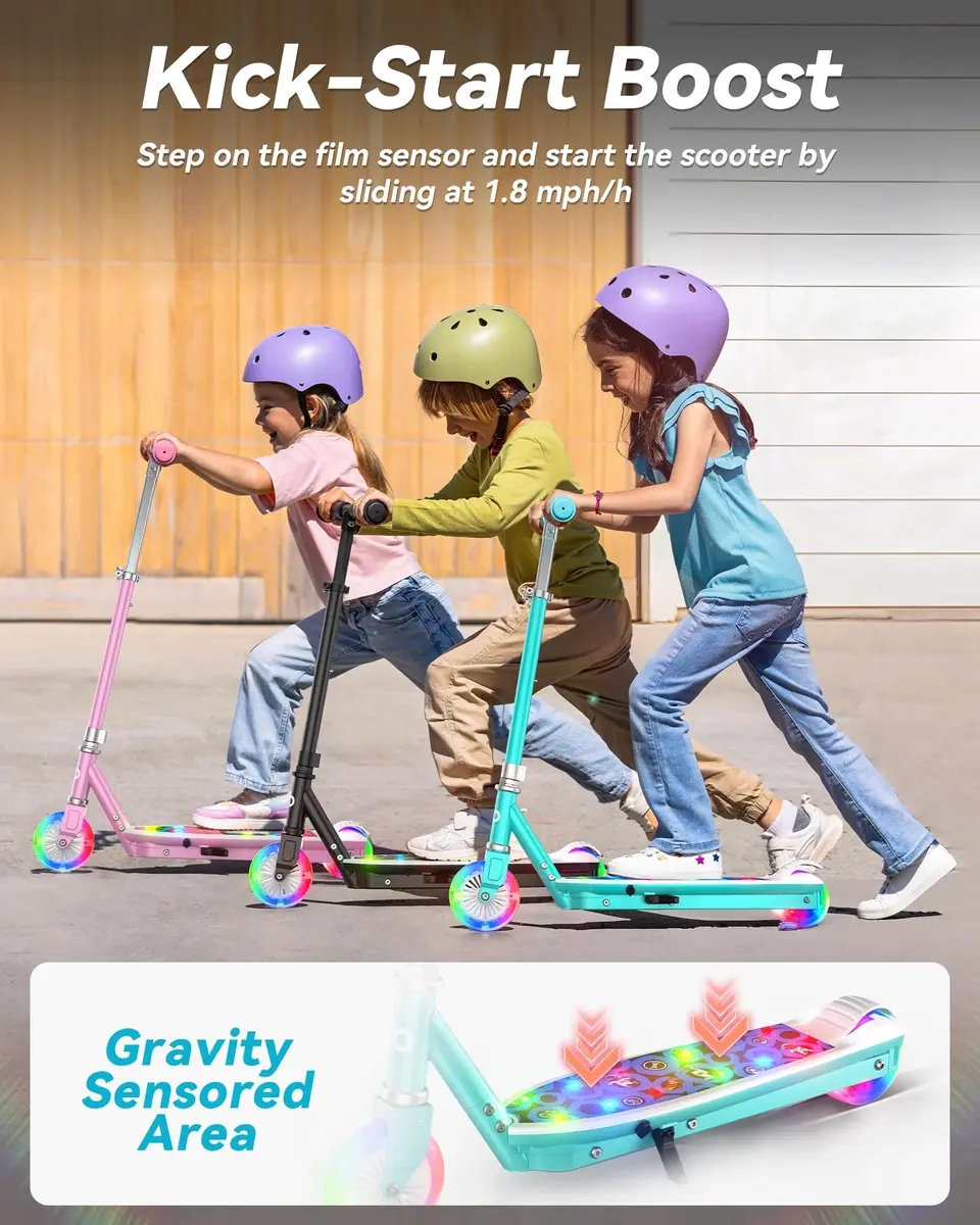 Gyroor KS2 Kids Electric Scooter 5 MPH 4in Wheels | LED Light-Up Wheels & Deck - view 5