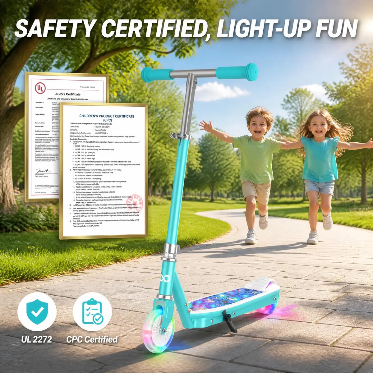 Gyroor KS2 Kids Electric Scooter 5 MPH 4in Wheels | LED Light-Up Wheels & Deck - view 3