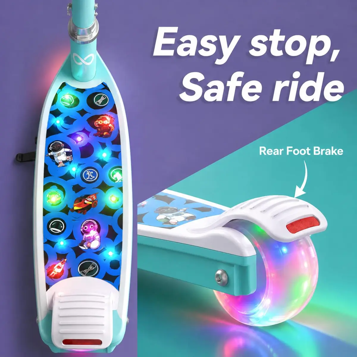 Gyroor KS2 Kids Electric Scooter 5 MPH 4in Wheels | LED Light-Up Wheels & Deck - view 4