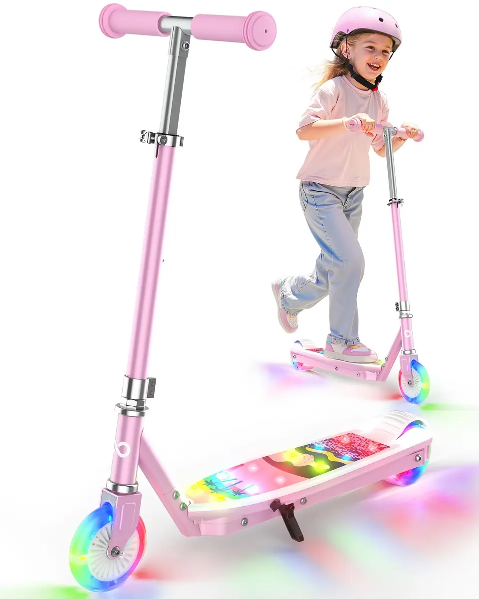 Gyroor KS2 Kids Electric Scooter Pink 5 MPH | LED Light-Up Wheels & Adjustable Handlebar - main product image