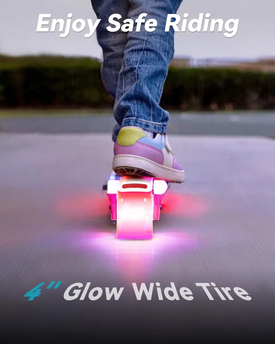 Gyroor KS2 Kids Electric Scooter Pink 5 MPH | LED Light-Up Wheels & Adjustable Handlebar - view 5