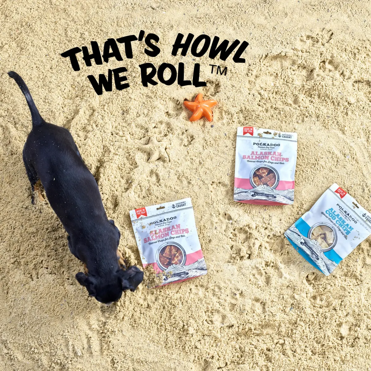 Polkadog Crunchy Alaskan Cod & Salmon Chip Dog Treats | Wild-Caught, Single-Ingredient, USA Made, 2.75oz (Variety 2Pk) - view 7