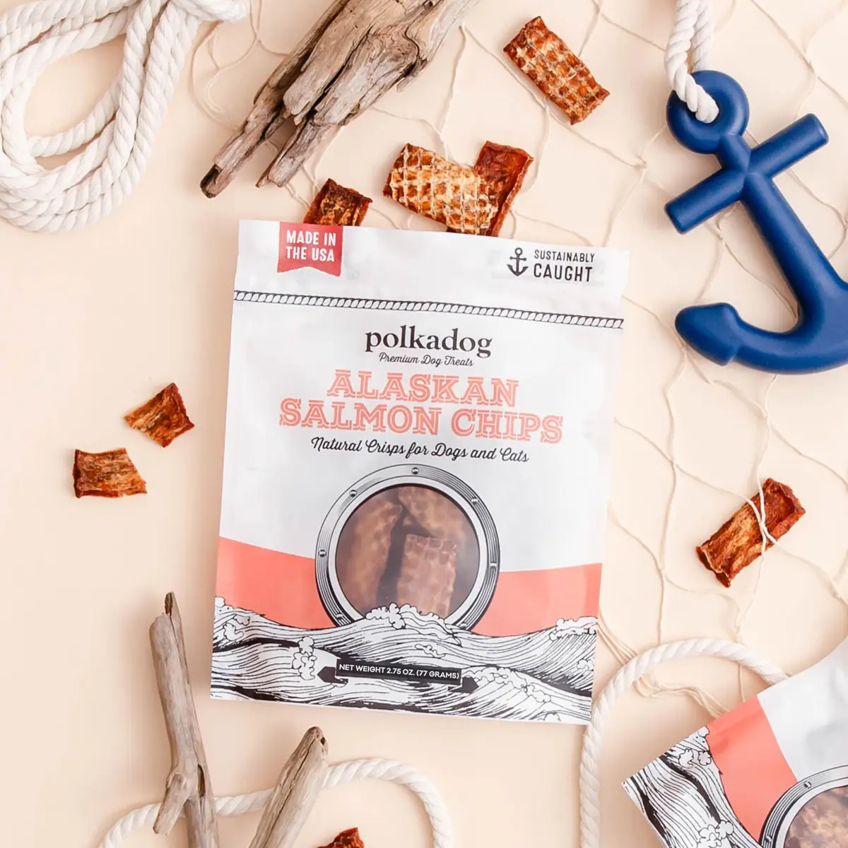 Polkadog Crunchy Alaskan Cod & Salmon Chip Dog Treats | Wild-Caught, Single-Ingredient, USA Made, 2.75oz (Variety 2Pk) - view 9