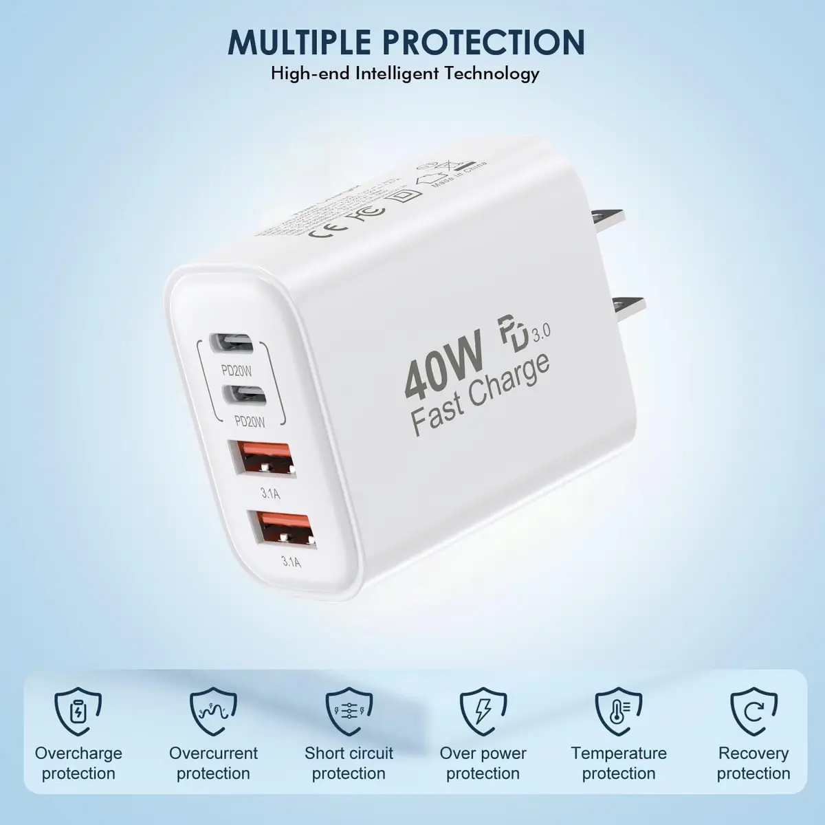 Dazana 40W MultiPort USB C Charger & 6FT Braided Cable | Fast Charging for iPhone & iPad - view 5