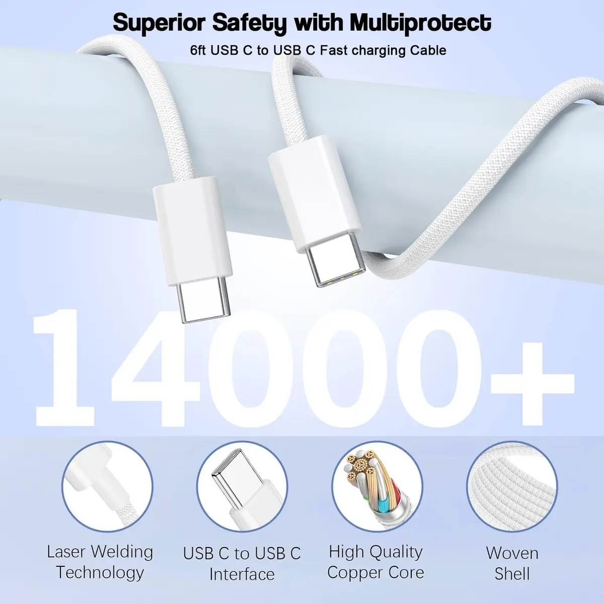 Dazana 40W MultiPort USB C Charger & 6FT Braided Cable | Fast Charging for iPhone & iPad - view 4