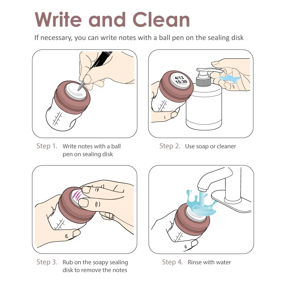 Maymom Screw Lids Travel Caps with Rewritable Sealing Disc for Avent Bottles 6 Count (Brown) | Leak-Proof & Travel-Friendly - view 9
