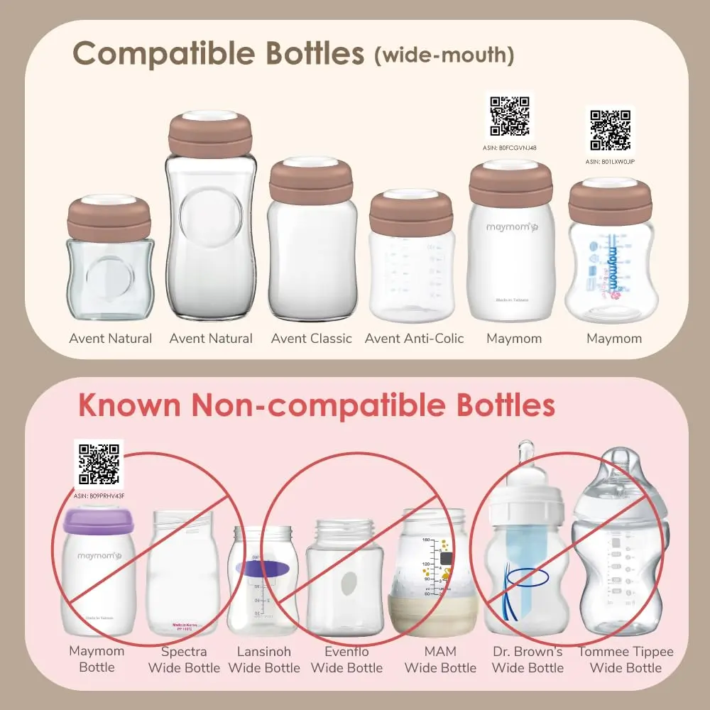 Maymom Screw Lids Travel Caps with Rewritable Sealing Disc for Avent Bottles 6 Count (Brown) | Leak-Proof & Travel-Friendly - view 2