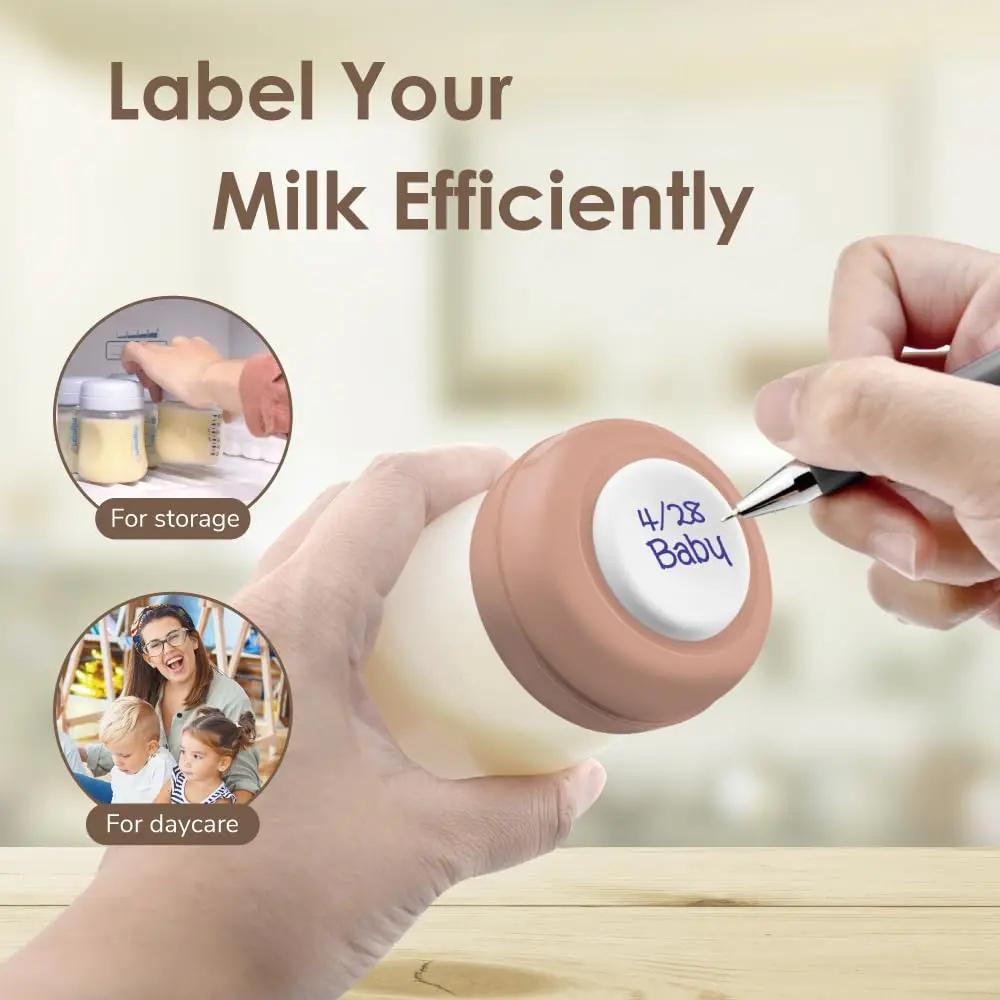 Maymom Screw Lids Travel Caps with Rewritable Sealing Disc for Avent Bottles 6 Count (Brown) | Leak-Proof & Travel-Friendly - view 4