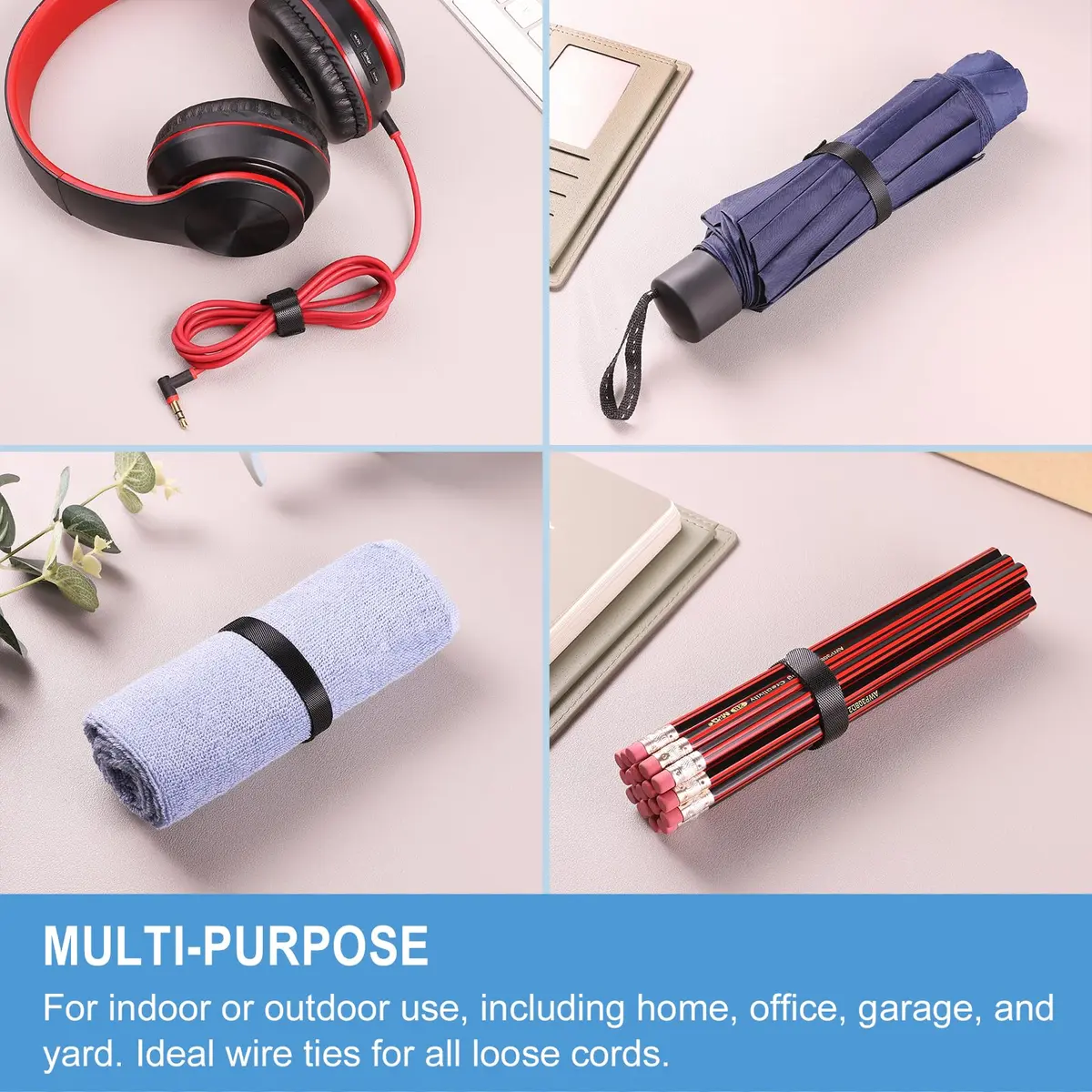 QTBLY Cable Ties 8 Inches | Reusable Nylon Straps for Indoor & Outdoor Use - view 6