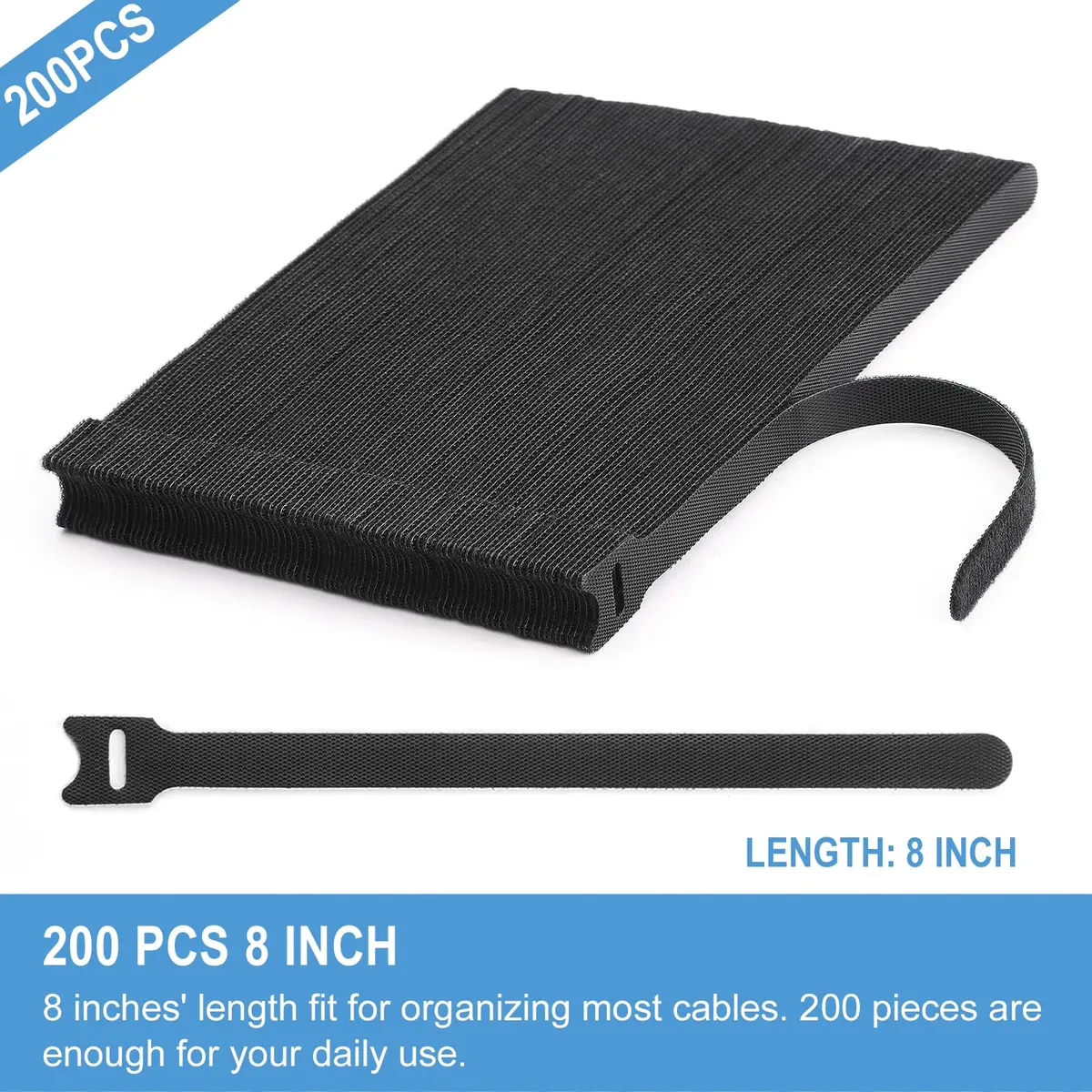 QTBLY Cable Ties 8 Inches | Reusable Nylon Straps for Indoor & Outdoor Use - view 2