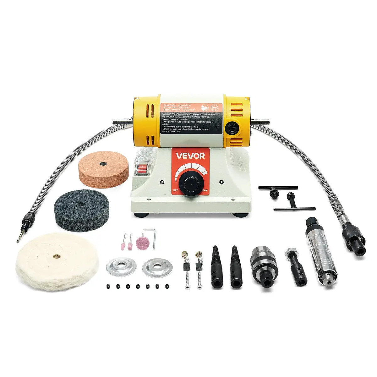 VEVOR Bench Buffer Polisher 1/2HP 8000RPM 3kg (6.61 lbs) | Polishing Machine for Metal, Wood, Plastic - main product image