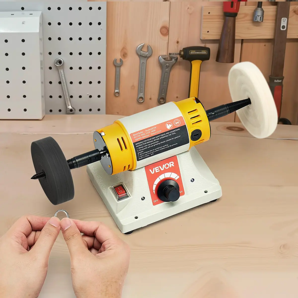 VEVOR Bench Buffer Polisher 1/2HP 8000RPM 3kg (6.61 lbs) | Polishing Machine for Metal, Wood, Plastic - view 8