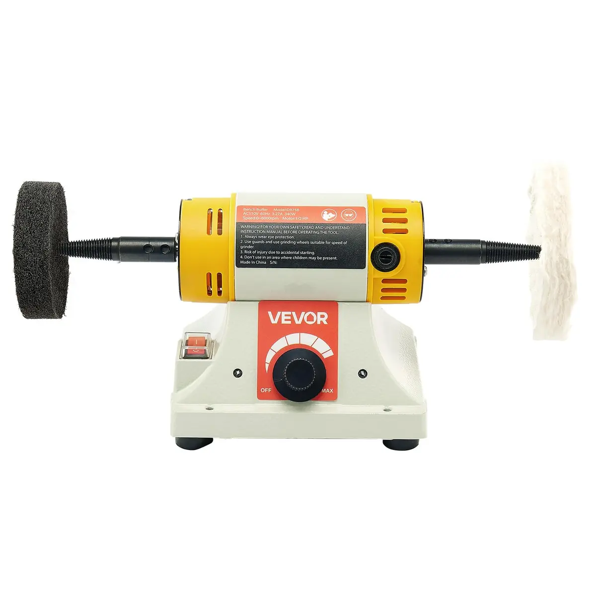 VEVOR Bench Buffer Polisher 1/2HP 8000RPM 3kg (6.61 lbs) | Polishing Machine for Metal, Wood, Plastic - view 9