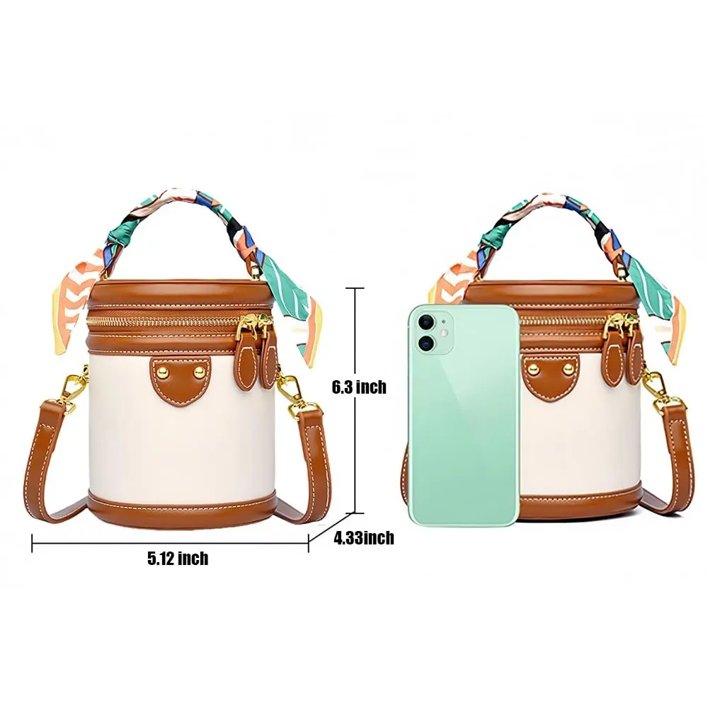 SYHTBYOH Mini Bucket Crossbody Bag for Women Vegan Leather Small Retro Shoulder Round Handle (Brown) | Compact & Stylish - view 5