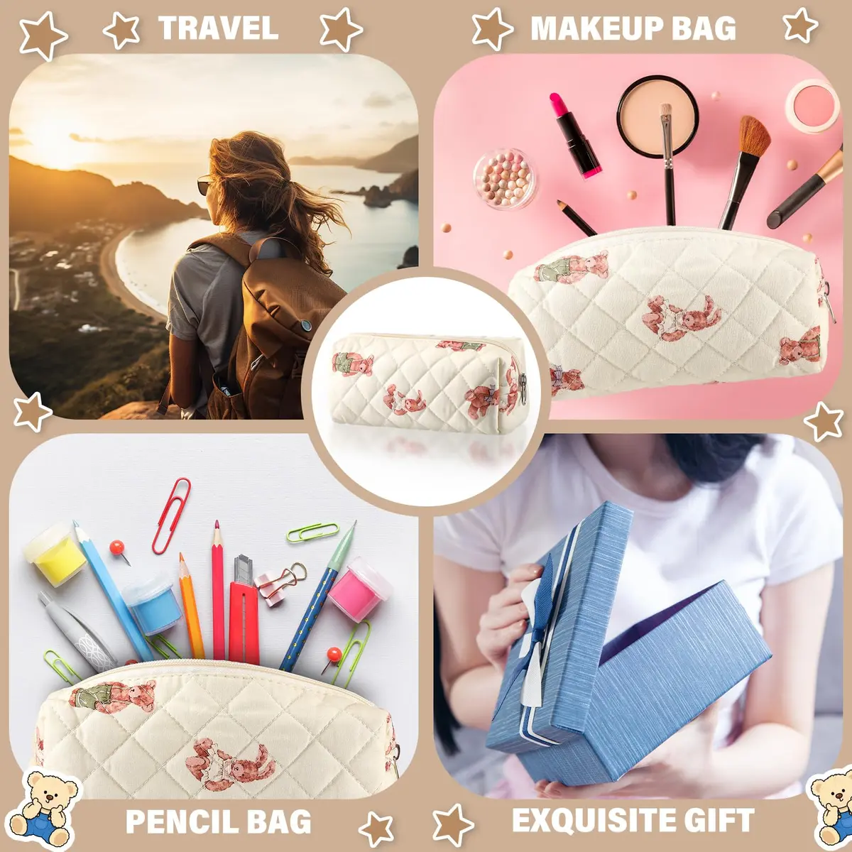 Sherr Cosmetic Case Beige | Lightweight & Travel Friendly (70-120 chars) - view 5