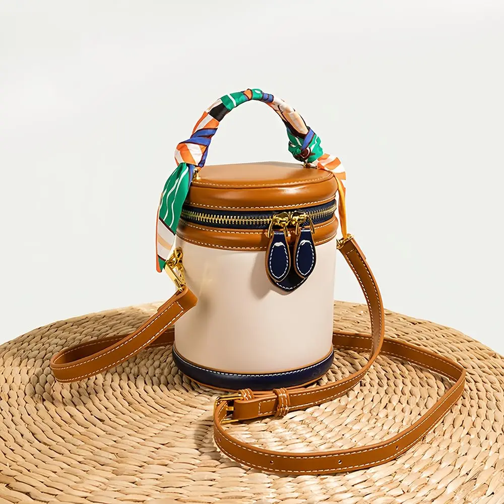 SYHTBYOH Mini Bucket Crossbody Bag 5.1"L x 4.3"W x 6.3"H | Faux Leather Small Retro Shoulder Handbag - view 10