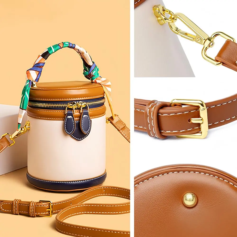 SYHTBYOH Mini Bucket Crossbody Bag 5.1"L x 4.3"W x 6.3"H | Faux Leather Small Retro Shoulder Handbag - view 2