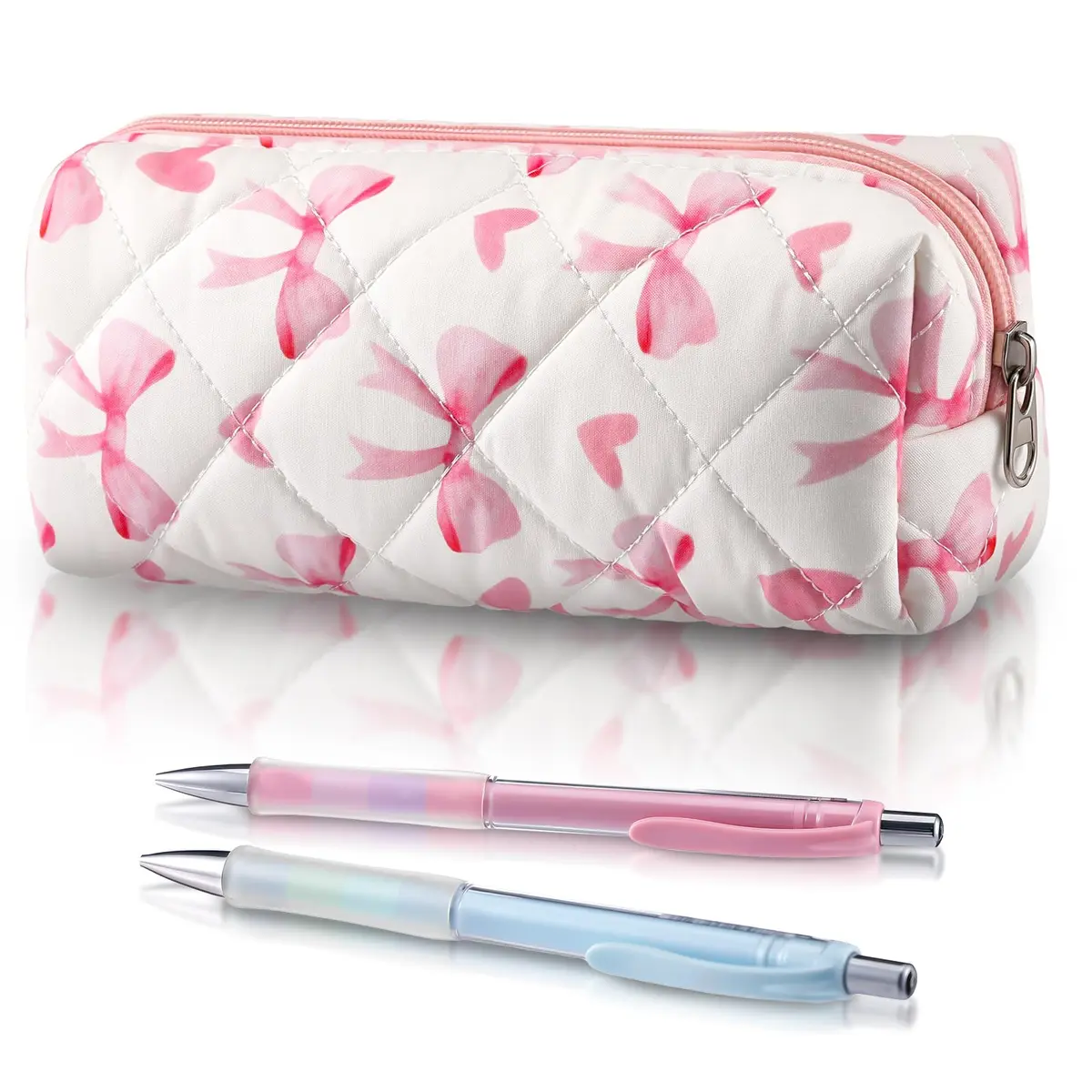 Sherr Coquette Bow Pencil Case Pink Bow Cute Heart Pencil Pouch 19cm (7.48in) | Soft Cotton Storage Bag - main product image