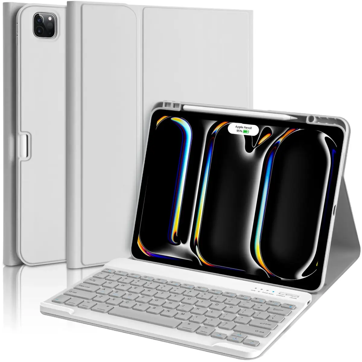 aMZCaSE Gray Keyboard Case for iPad Pro 13-inch (M5/M4) | Detachable Folio with Pencil Holder & Smart Sleep/Wake - main product image