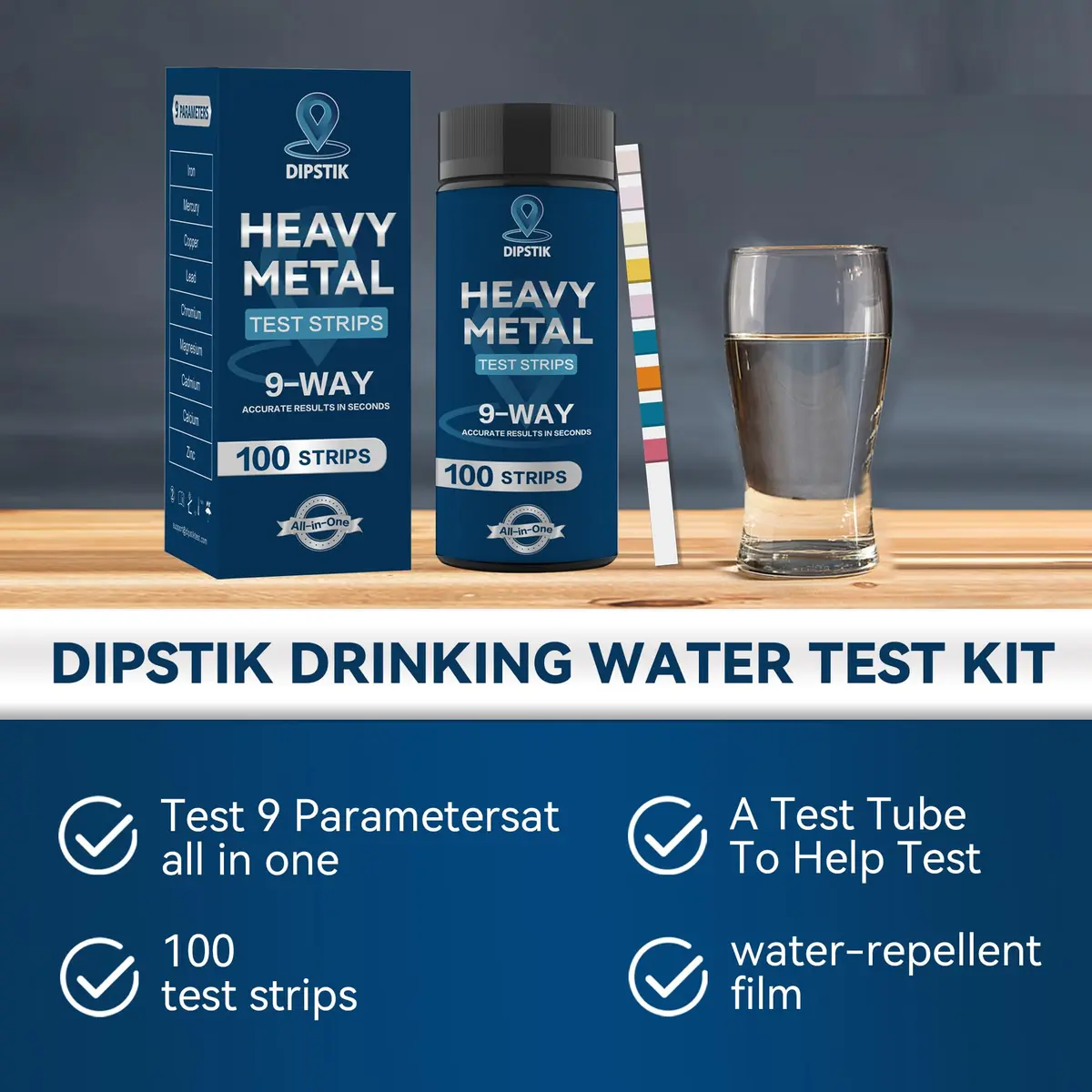 DIPSTIK 9 Way Heavy Metals Water Test Strips 100ct | Accurate Home Water Testing Kit for Iron, Mercury, Lead & More - view 5