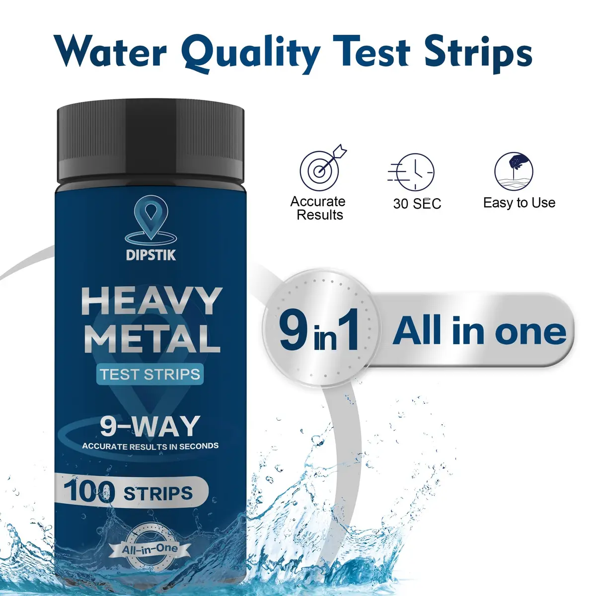 DIPSTIK 9 Way Heavy Metals Water Test Strips 100ct | Accurate Home Water Testing Kit for Iron, Mercury, Lead & More - view 3