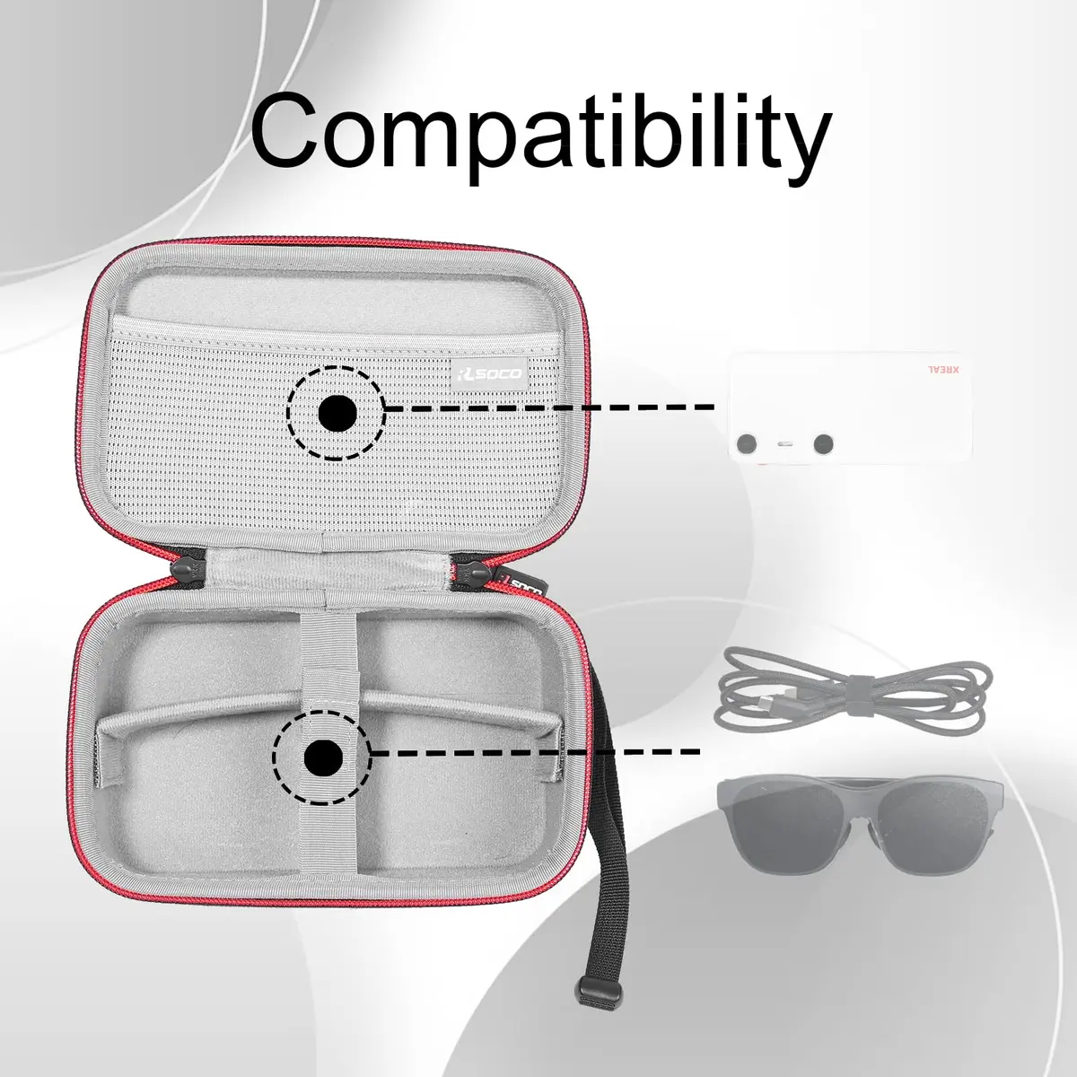 RLSOCO Carrying Case for XREAL Air 2/Air/One AR Glasses + Eye + Beam Pro, 22.1cm (8.7in) | Organizes AR Gear for Travel & Storage - view 3