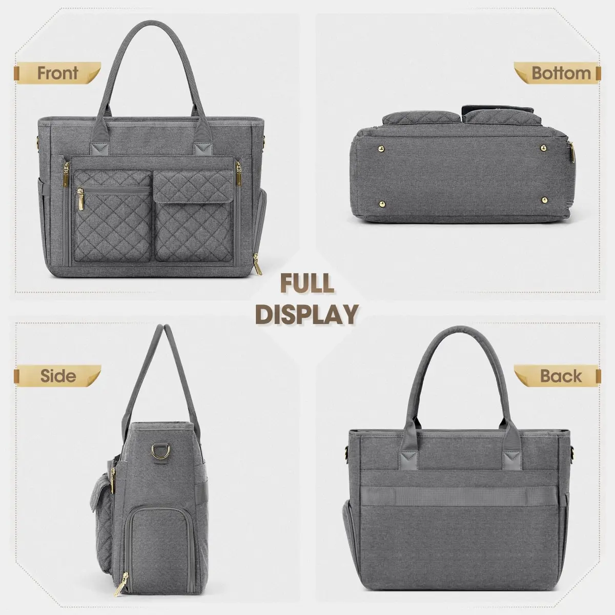 RAINSMORE Teacher Tote Bag with Lunch Compartment for Women | 15.6 inch Laptop & Insulated Side Pockets - view 9