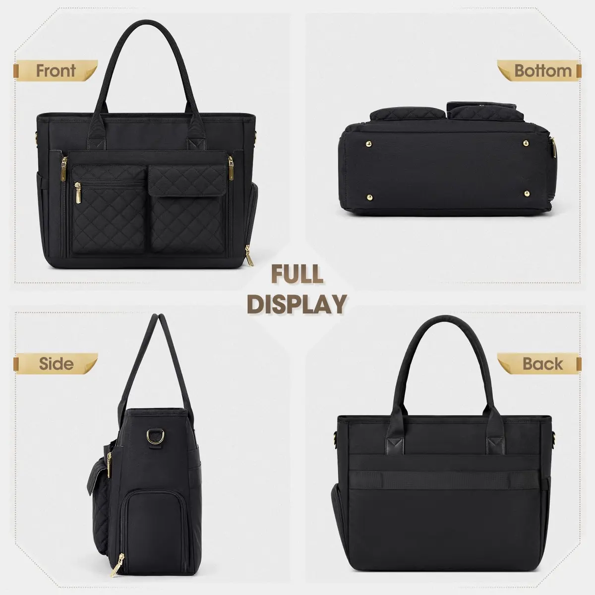 RAINSMORE Teacher Tote Bag with Lunch Compartment for Women | 15.6 inch Laptop & Insulated Side Pockets - view 9