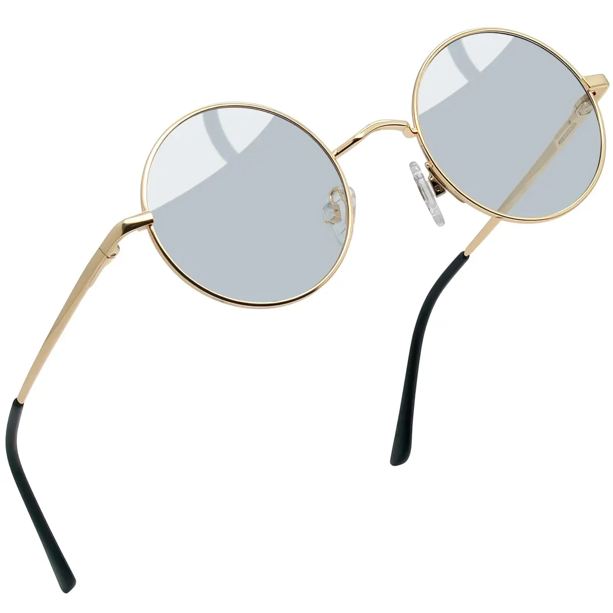 Joopin Small Round Sunglasses Hippie Circle Sun Glasses Polarized UV Protection Metal Shades for Men Women (Light Black) - main product image