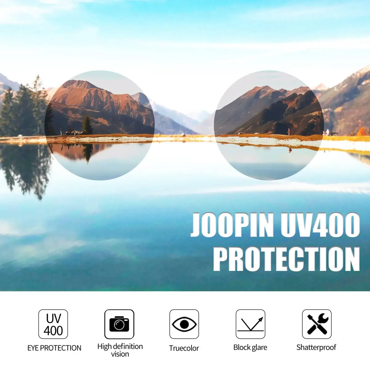Joopin Small Round Sunglasses Hippie Circle Sun Glasses Polarized UV Protection Metal Shades for Men Women (Light Black) - view 3