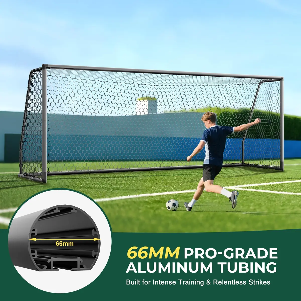 MOPHOTO 18.5x6.5ft Soccer Goals | Heavy-Duty Aluminum, Professional Training for Youth & Adults - view 2
