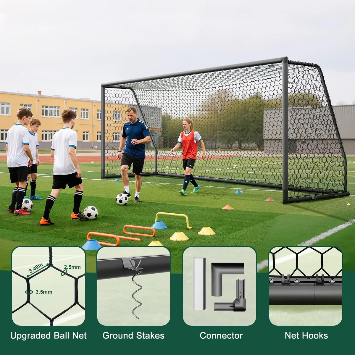 MOPHOTO 18.5x6.5ft Soccer Goals | Heavy-Duty Aluminum, Professional Training for Youth & Adults - view 3