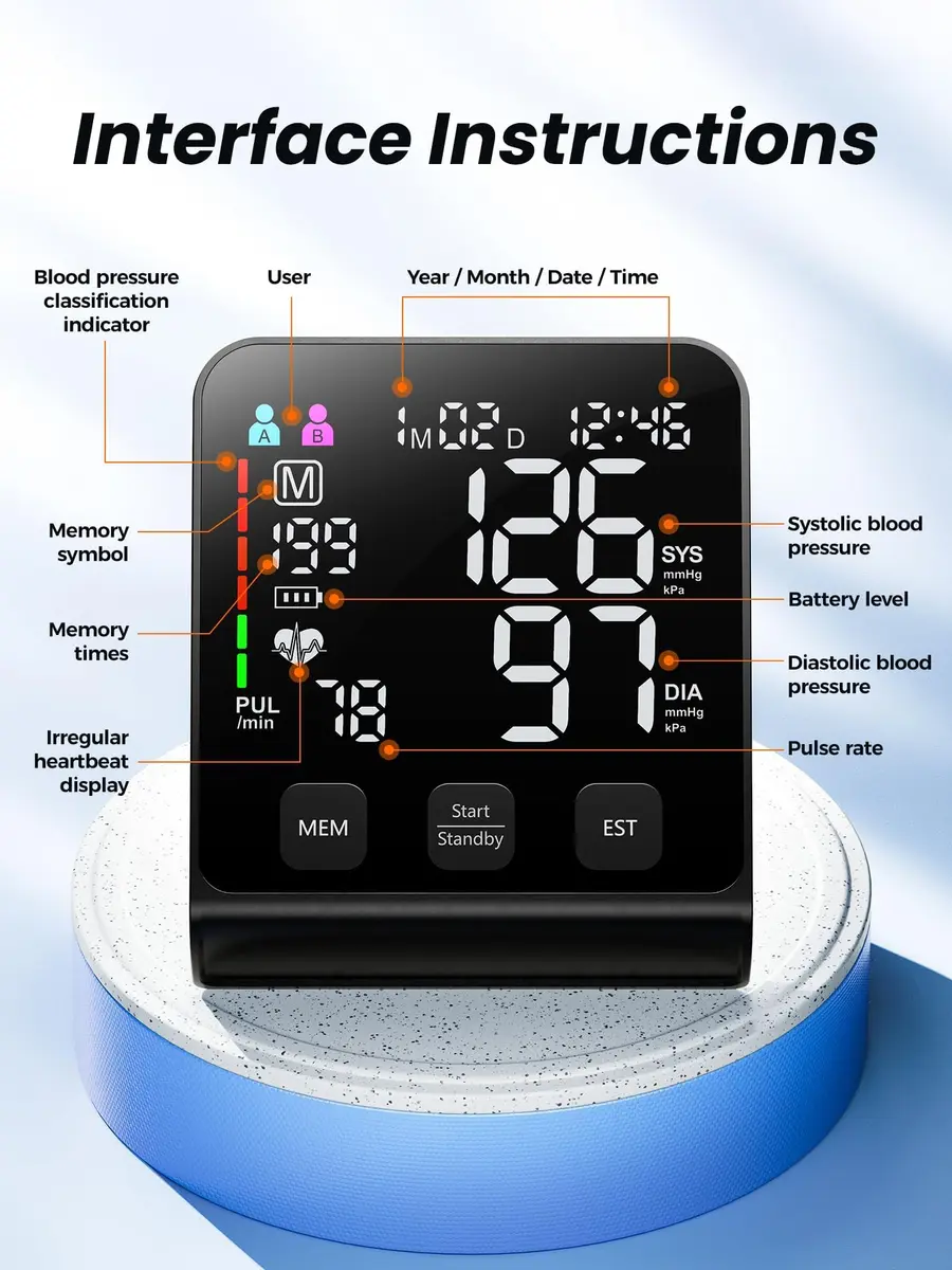 WAMELPRI Blood Pressure Monitor with 4.5-Inch LED Screen | Accurate Daily Health Tracking - view 5