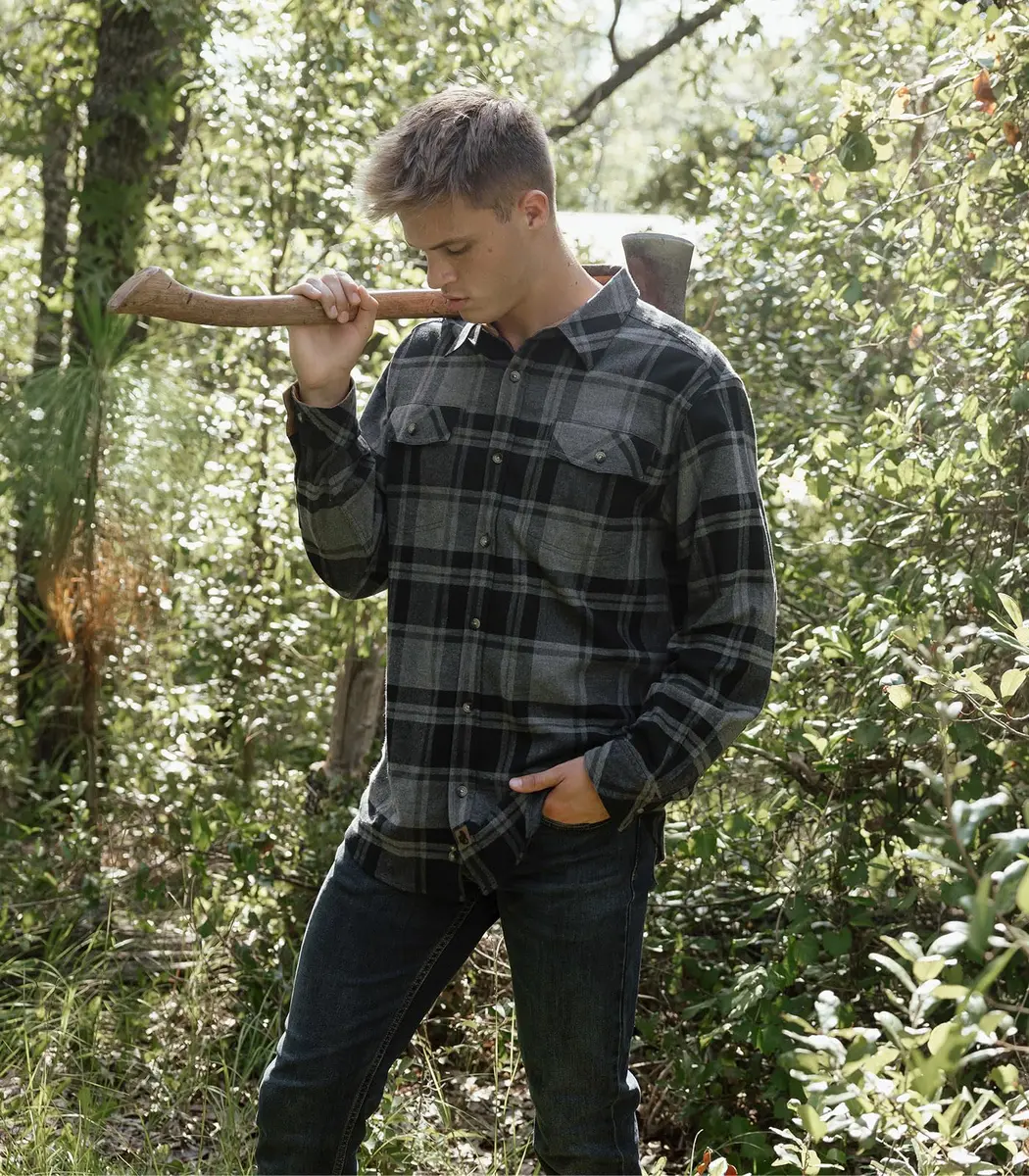 Legendary Whitetails Mens Long Sleeve Button Down Flannel Shirt | Relaxed Fit, Stretch Cotton, Plaid, Big & Tall - view 2